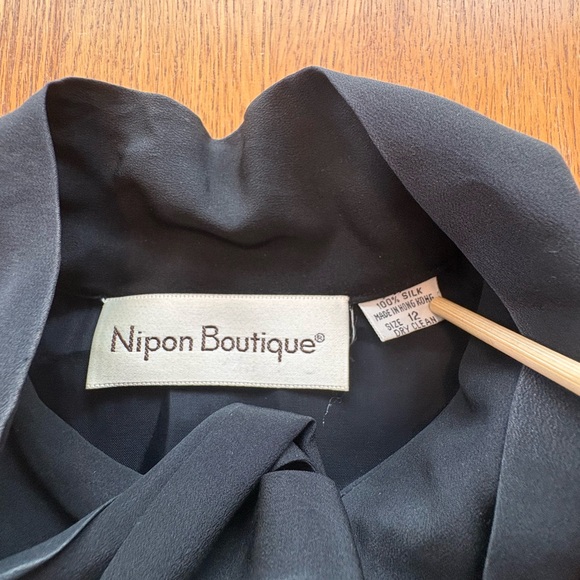 Nipon Boutique Black Red Pleated Silk Dress Vintage Size 12 Measurements - Picture 11 of 11